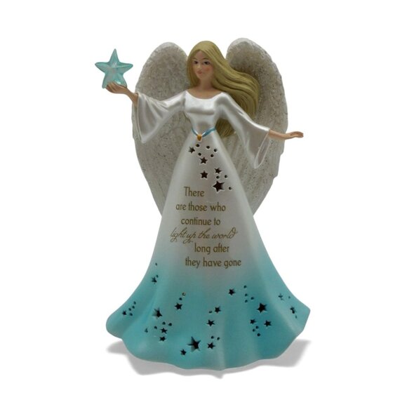 THOMAS KINKADE Light Of Love Angel Figurine with Illuminated Stars and Memorial - Picture 2 of 11